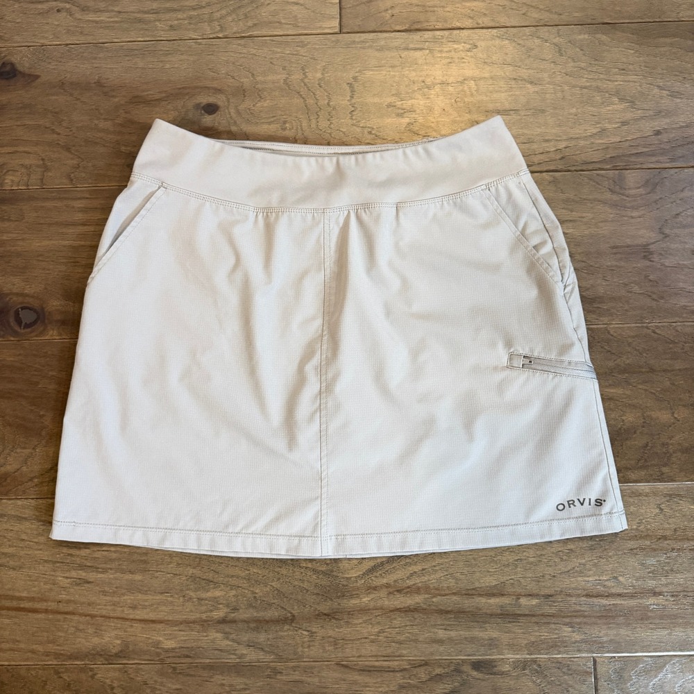 Orvis Womens‎ Skort Skirt Built in Shorts Beige M/M Golf Tennis Outdoor